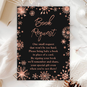 Rose Gold Snowflakes Winter Book Request Enclosure Card