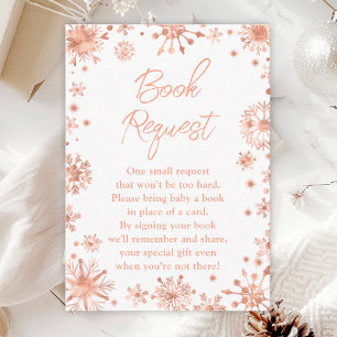 Rose Gold Snowflakes Winter Book Request Enclosure Card