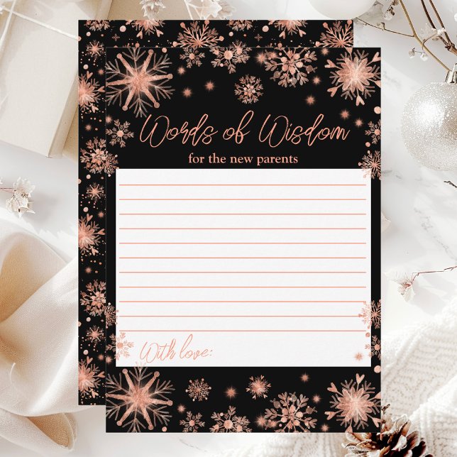 Rose Gold Snowflakes Words of Wisdom Invitation (Creator Uploaded)