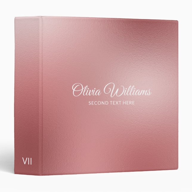 Rose Gold Soft Metallic Texture Binder (Front/Spine)