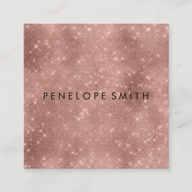 Rose Gold Sparkle Beauty Stylist    Square Business Card (Front)