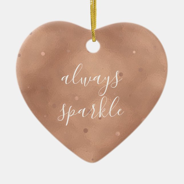 Rose Gold Sparkle Ceramic Ornament (Front)