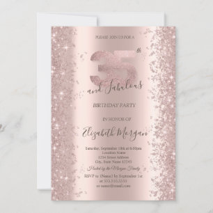  Rose Gold Sparkle Diamonds 35th Birthday  Invitation