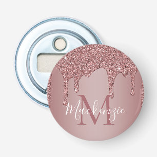 Rose Gold Sparkle Dripping Glitter Monogram Bottle Opener