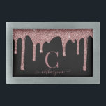 Rose Gold Sparkle Drips Monogram on Black Belt Buckle<br><div class="desc">Chic Rose Gold Sparkle Glitter Drips Monogram on a chic Black Belt Buckle. You're dripping with luxury and you should show it off! Easy to customize with your own name and details. Please contact us at cedarandstring@gmail.com if you need assistance with the design or matching products.</div>
