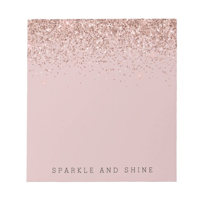 Rose Gold Sparkle Faux Glitter Notepad (Front)