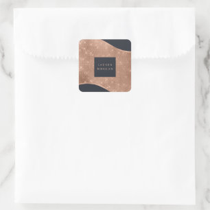 rose gold sparkle foil wave luxurious square stick sticker