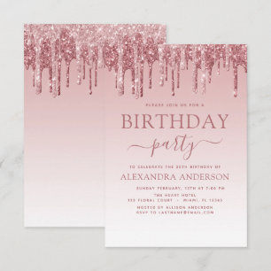 Rose Gold Sparkle Glitter Any Age Birthday Invitation