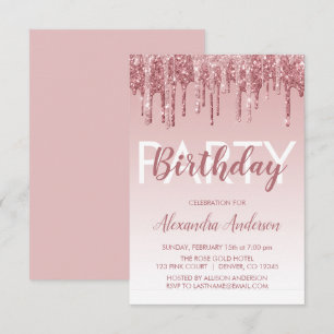 Rose Gold Sparkle Glitter Any Age Birthday Invitation
