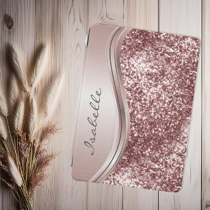 Rose Gold Sparkle Glitter Bling Personalized  iPad Air Cover