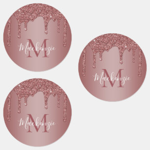 Rose Gold Sparkle Glitter Drips Monogram