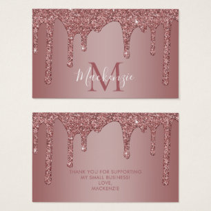 Rose Gold Sparkle Glitter Drips Monogram