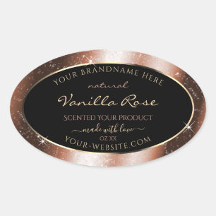 Rose Gold Sparkle Glitter Frame Glam Product Label