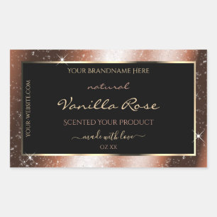 Rose Gold Sparkle Glitter Frame Glam Product Label