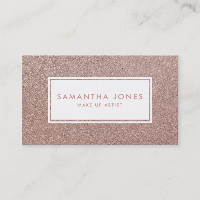 Rose Gold Sparkle Glitter Girly Make Up Artist Business Card (Front)