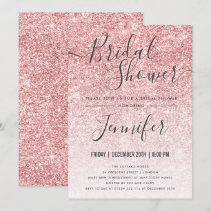 Rose Gold Sparkle Glitter Glam Bridal Shower Invitation