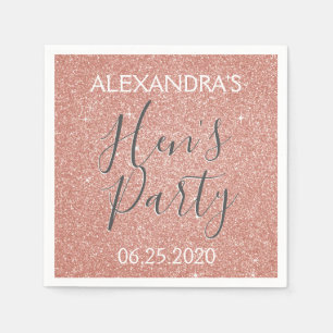 Rose Gold Sparkle Glitter Hen's Party Napkin