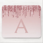 Rose Gold Sparkle Glitter Monogram Name Mousepad<br><div class="desc">Blush Pink - Rose Gold Ombre Modern Sparkle and Dripping Glitter Monogram Name Monogram Mousepad. This Mousepad can be customized to include your first name.</div>
