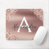 Rose Gold Sparkle Glitter Monogram Name Mousepad (With Mouse)