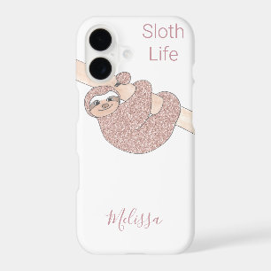 Rose Gold Sparkle Glitter Name Cute Sloth