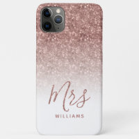 Rose Gold Sparkle Glitter Personalized Mrs Bride
