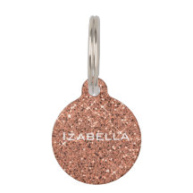 Rose Gold Sparkle Glitter Personalized Pet Tag