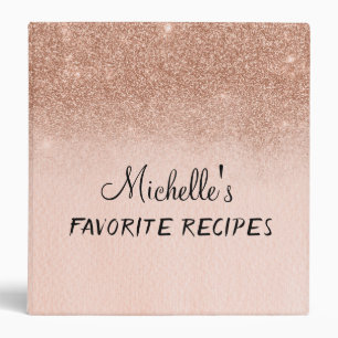 Rose Gold Sparkle Glitter Waterfall Recipe Binder