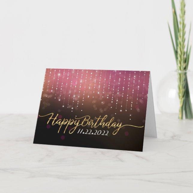 Rose Gold Sparkle joyeuse carte d'anniversaire (Devant)