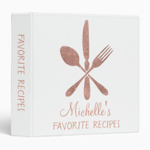 Rose Gold Sparkle Personalized Recipe CookBook Binder