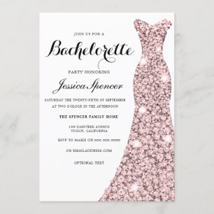 Rose Gold Sparkle Robe Bachelorette Invitation