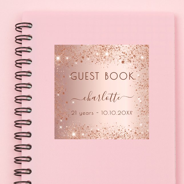 Rose gold sparkles birthday Guest Book (Creator Uploaded)