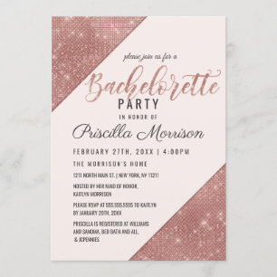 Rose Gold Sparkling Glitter Sequin Bachelorette Invitation