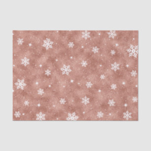 Rose Gold Sparkling Stars Snowflakes Pattern Tissue Paper