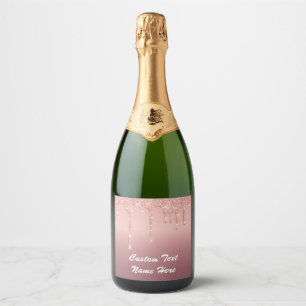 Rose Gold Sparkling Wine Label Personalized Text