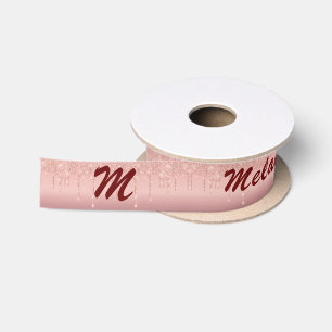 Rose Gold Sparkly Custom Letter Your Name Ribbon Satin Ribbon
