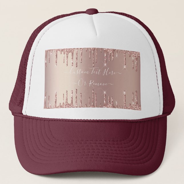 Rose Gold Sparkly Hat Personalized Custom Text (Front)