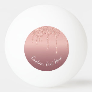 Rose Gold Sparkly Ping Pong Ball Personalized Text