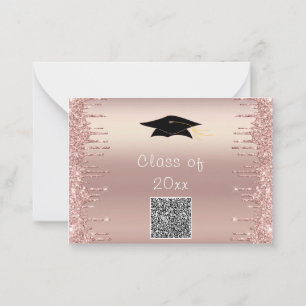 Rose Gold Sparkly QR Code Graduation Invitations