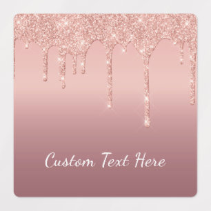 Rose Gold Sparkly Stickers with Custom Text