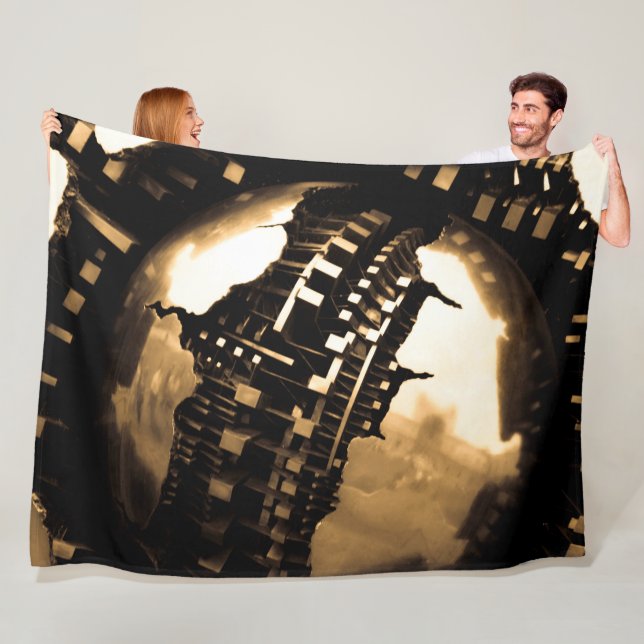 Rose Gold Spherical Abstract Fleece Blanket (In Situ)