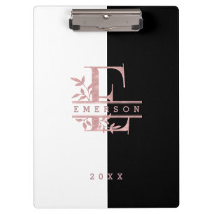 Rose Gold Split Custom Monogram E F G H I J Clipboard