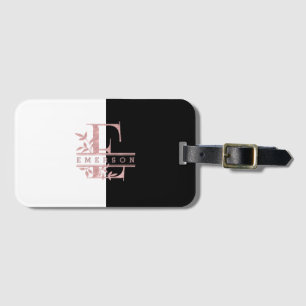 Rose Gold Split Custom Monogram E F G H I J Luggage Tag