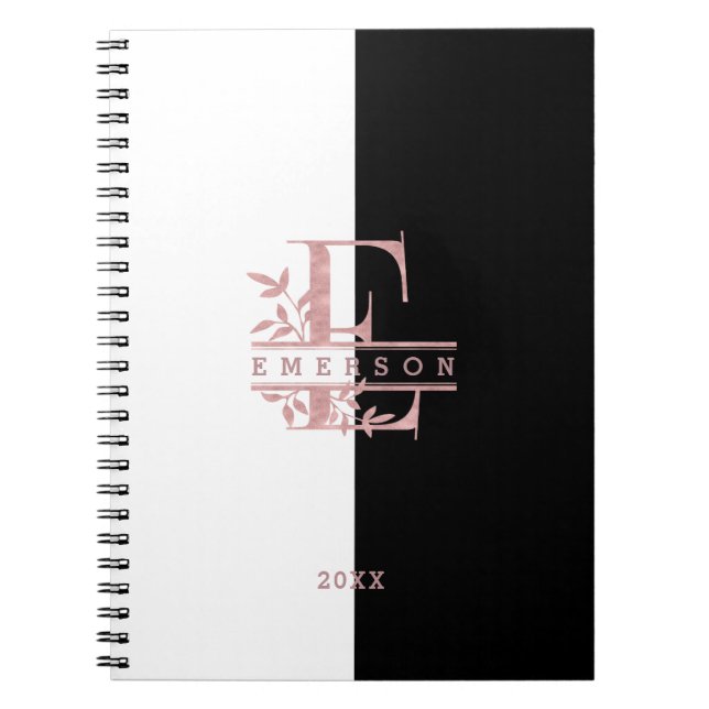 Rose Gold Split Custom Monogram E F G H I J Notebook (Front)
