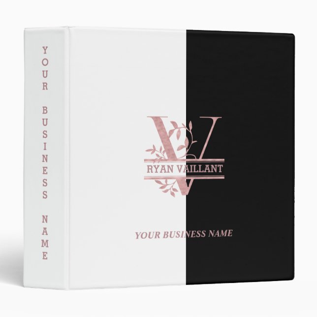 Rose Gold Split Custom Monogram V W Y X Z Binder (Front/Spine)