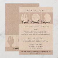 ROSE GOLD SPOON FORK COOKERY CLASS INVITATION MODÈ