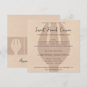 ROSE GOLD SPOON FORK CUISINE CLASSE INVITATION MOD