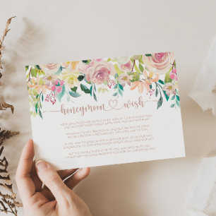 Rose Gold Spring Floral Honeymoon Wish Enclosure Card