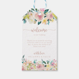 Rose Gold Spring Floral Wedding Welcome Gift Tags