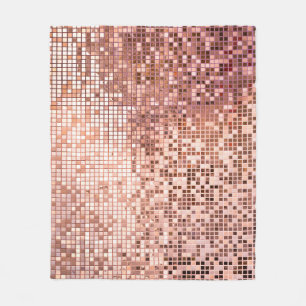 Rose gold: square mosaic tiles. fleece blanket