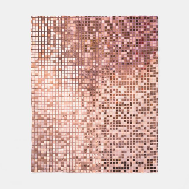 Rose gold: square mosaic tiles. fleece blanket (Front)